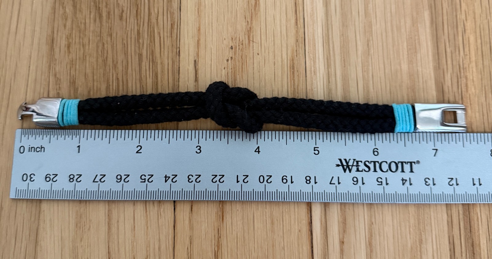 Nautical Knotted Rope bracelet with Silver Buckle (Black, Preowned)