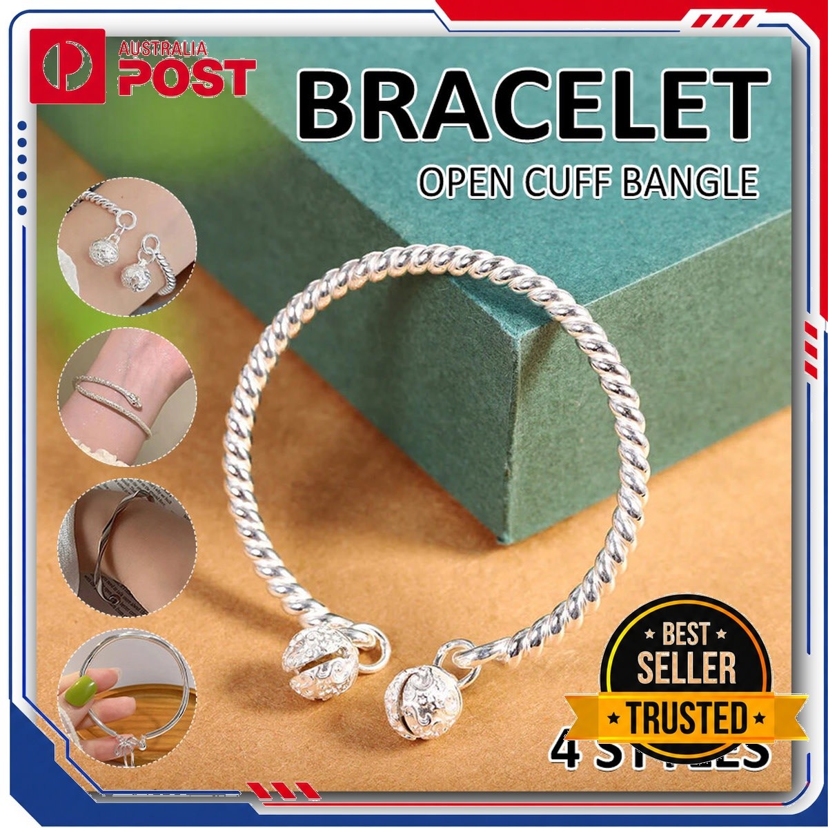 Korean Bowknot Bell Bangle Bracelet Women Silver Chain Jewelry Stylish Accessory