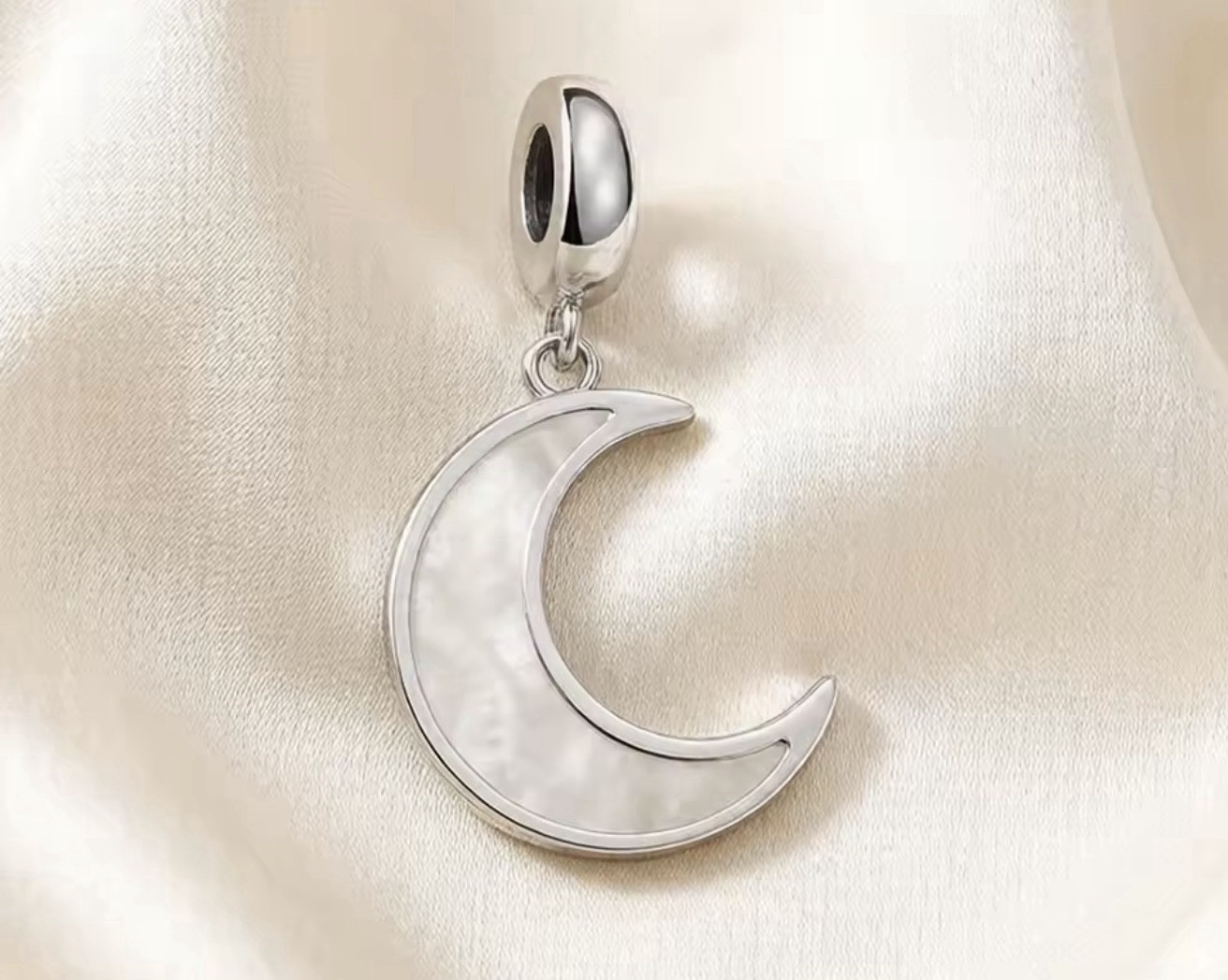 925 Stamped Silver Moon Charm Pendant
