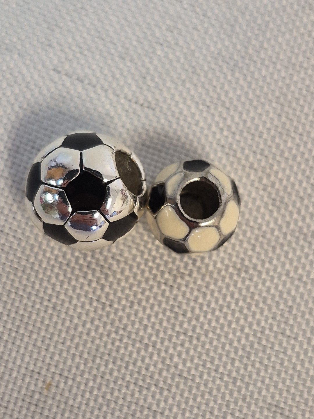 2 Soccer Balls Football Team Sports Silver Charms Bead fit for bracelet