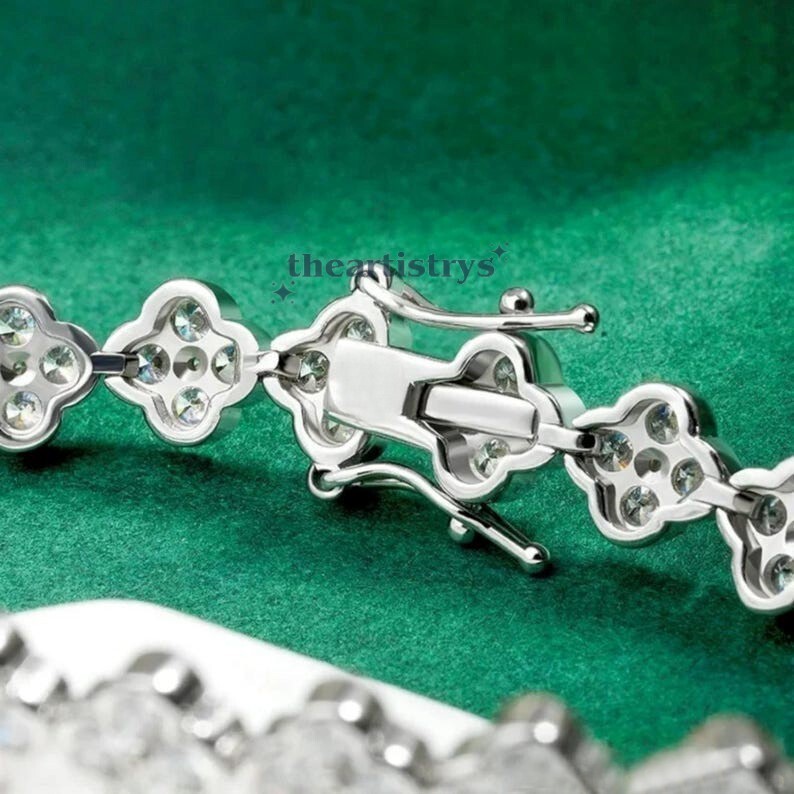 Solid 14K White Gold 7′ Inch Long Tennis Wedding Bracelet VVS1 Round Cut 6 Carat