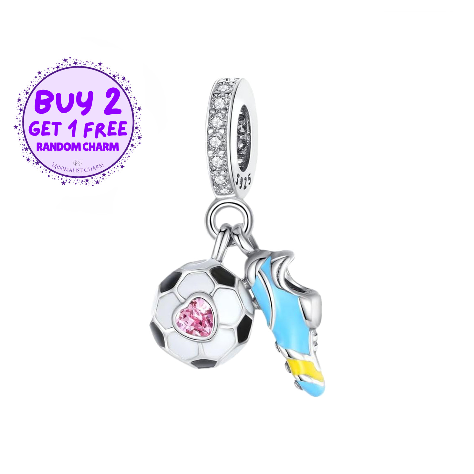 Soccer Shoe And Ball Dangle Charm For Bracelet, Soccer Team Charm, Sport Charm