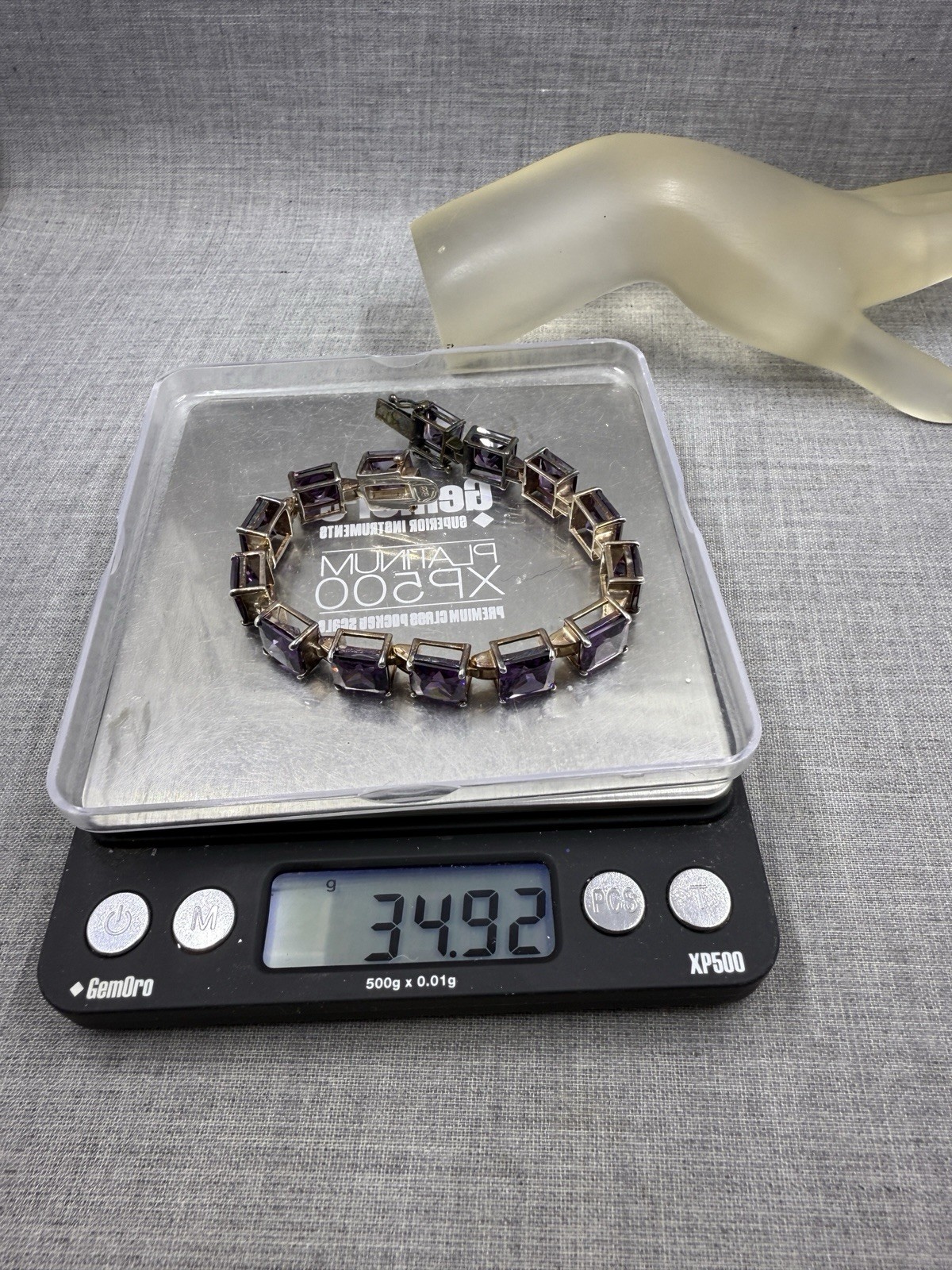 Lab-Created Princess Cut Amethyst Sterling Silver .925 Tennis Bracelet 6.5″