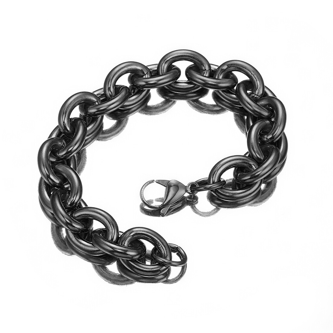 11/13/15mm Mens Round Heavy Rolo Chain Link 316L Stainless Steel Bracelet Bangle
