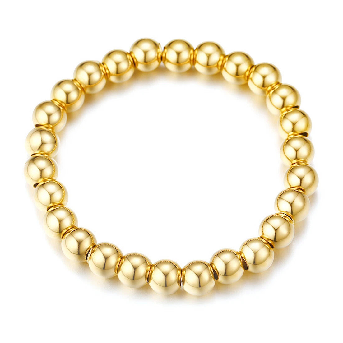 Men Women 6/8/10mm Silver/Gold Stainless Steel Ball Beads Chain Bracelet 7″-11″