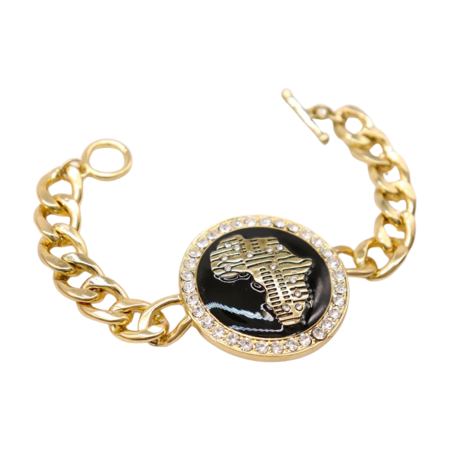Women Hip Hop Fashion Jewelry Bracelet Gold Metal Chain Africa Continent Charm