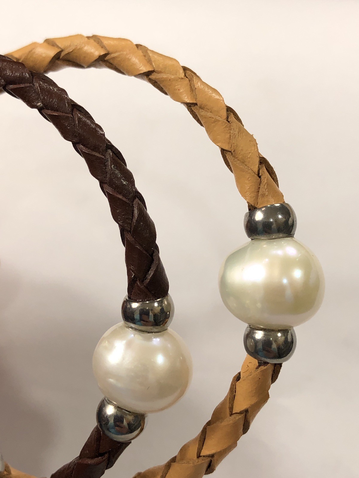 Braided Bracelet Faux Leather Wrap Multicolor Pearl Adjustable – Lot of 8