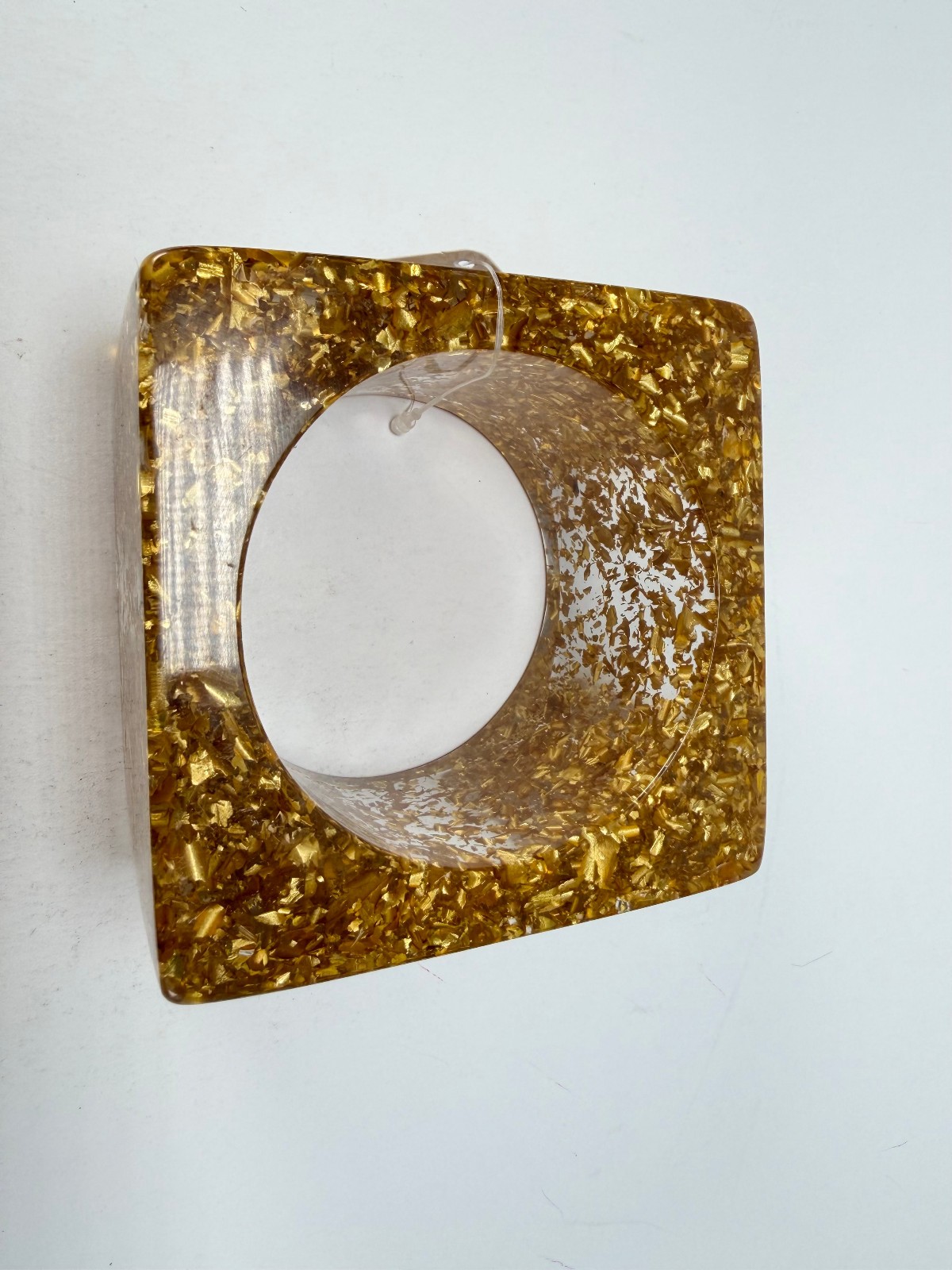 Jackie Brazil “Solid Square” Gold Flakes 5cm Bangle ( B2100 )