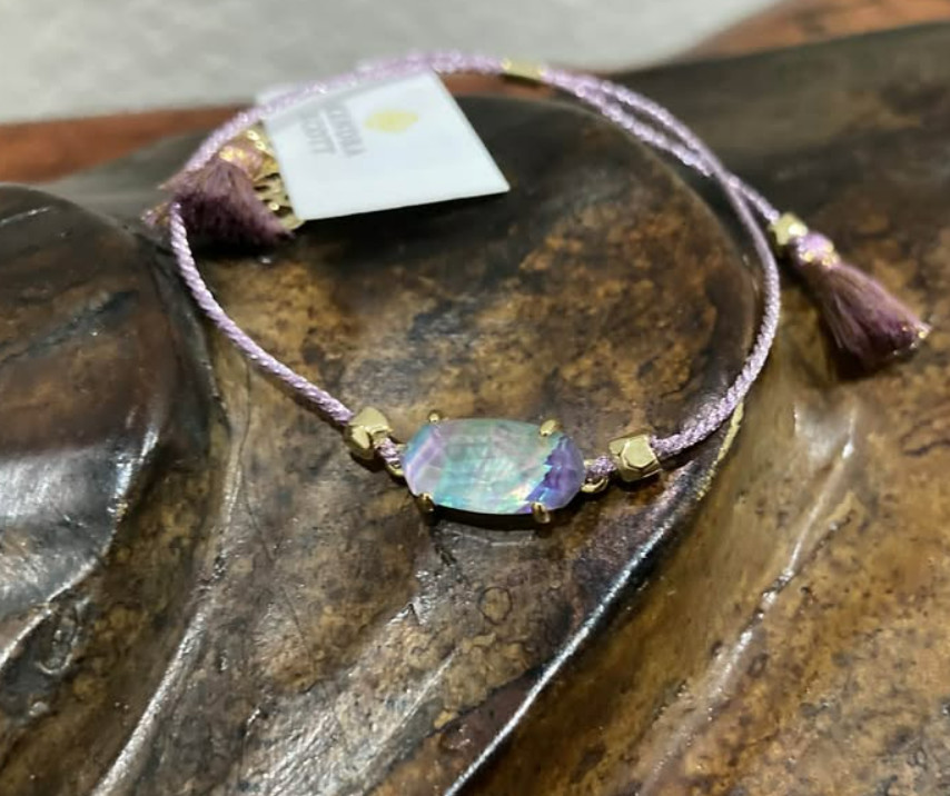 Kendra Scott Everlyne Friendship Gold Lilac Abalone Bracelet NWT