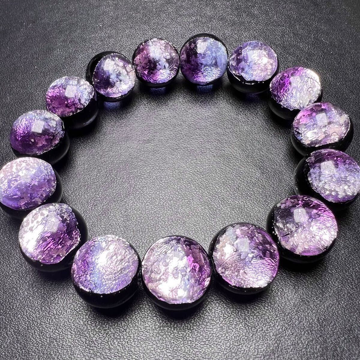 Ryukyu Firefly Glass Bracelet Glow in Dark Okinawa Japan Marine purple 14mm