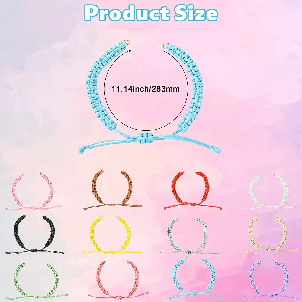 12x Blank Waxed Polyester Cord Bracelet Making w/Jump Ring for Bracelets Jewelry