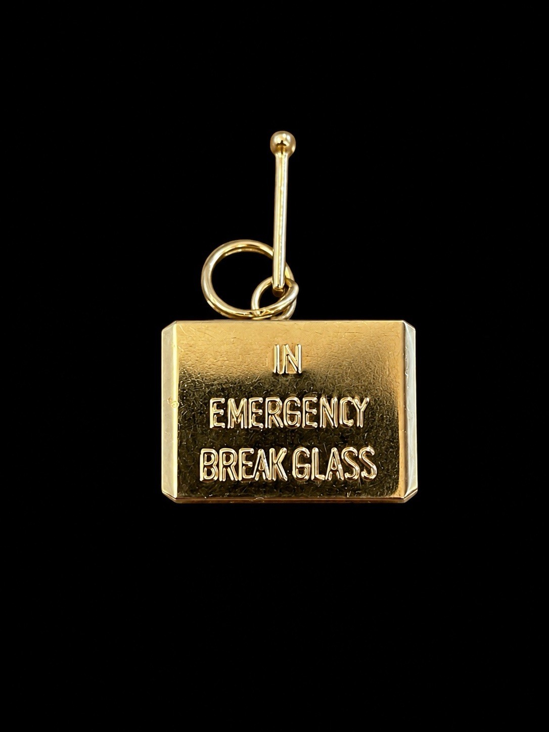 14k Yellow Gold Rectangular Dangle Charm “Mad Money” Dollar Sign Signed No Stone