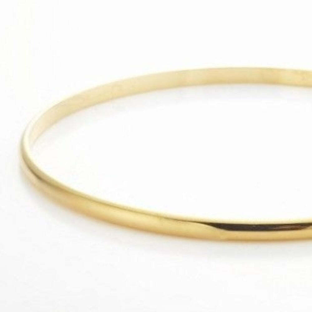 18ct Heavy Yellow Gold Plated Plain 3mm Bangle – USA Made