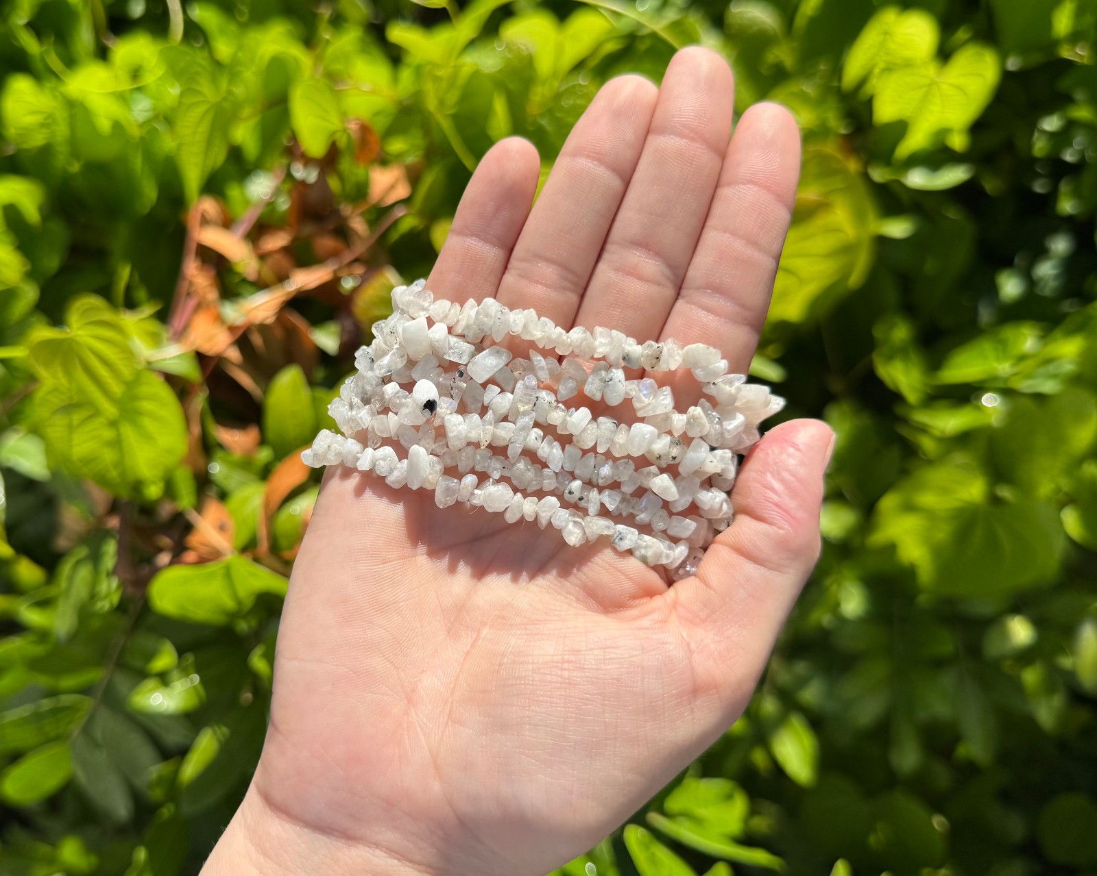 Rainbow Moonstone Chip Bracelet – Moonstone Gemstone Jewelry Gift for Her
