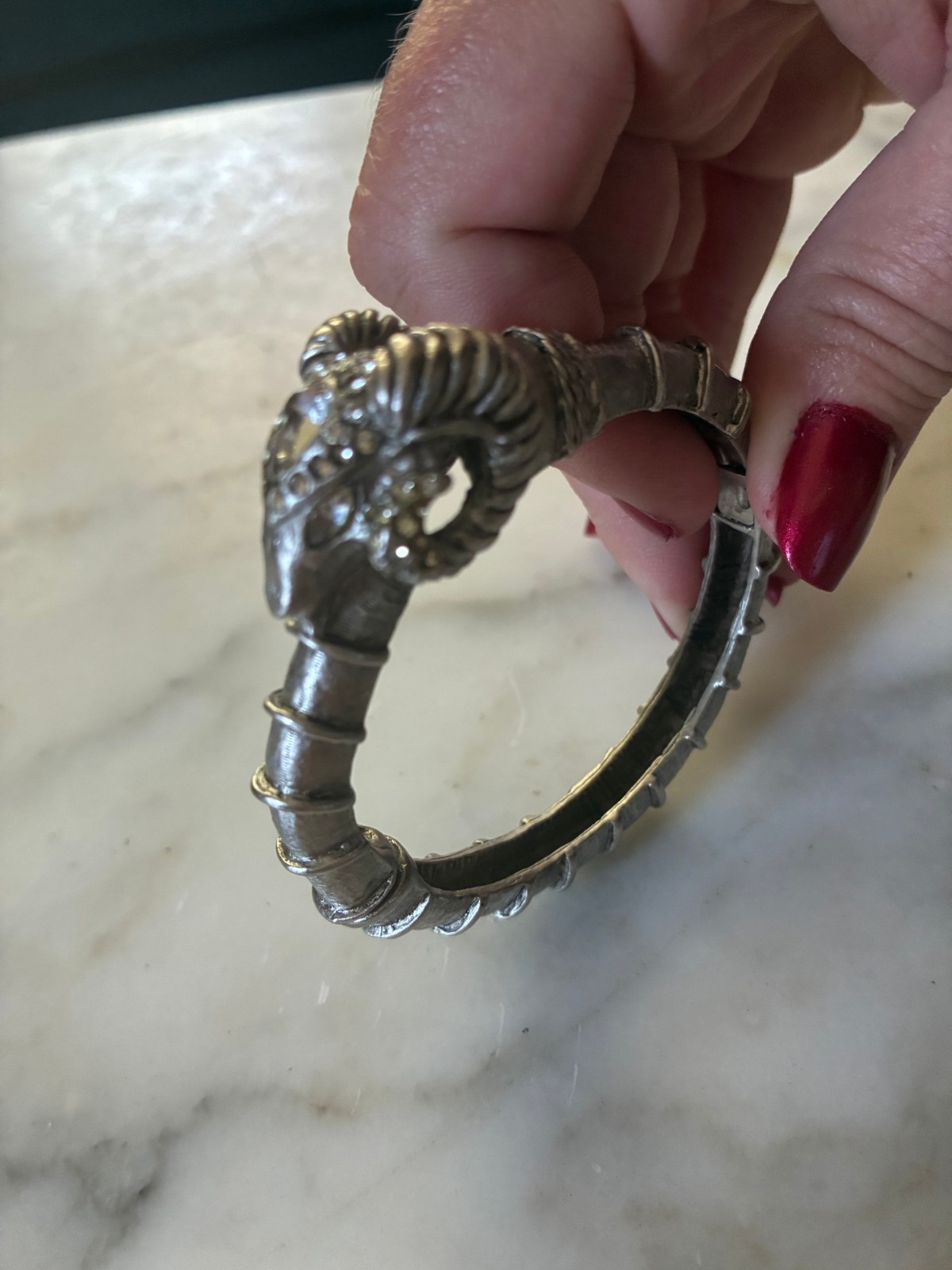 Elizabeth Cole new signed ram’s head silver rhodium plate cuff bracelet