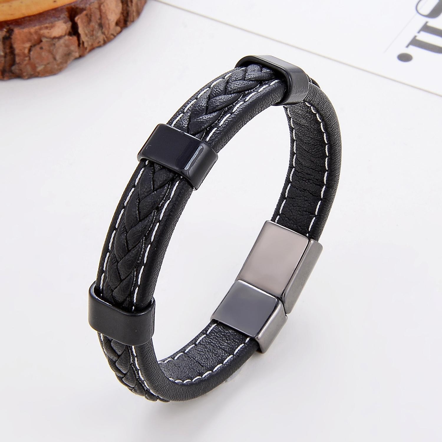 Classic Braided Leather Bracelet for Women & Men – Zinc Alloy Clasp Jewelry