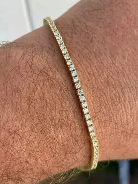 Round Simulated Diamond Women’s 3mm Tennis Gift Bracelet 14K Yellow Gold Plated