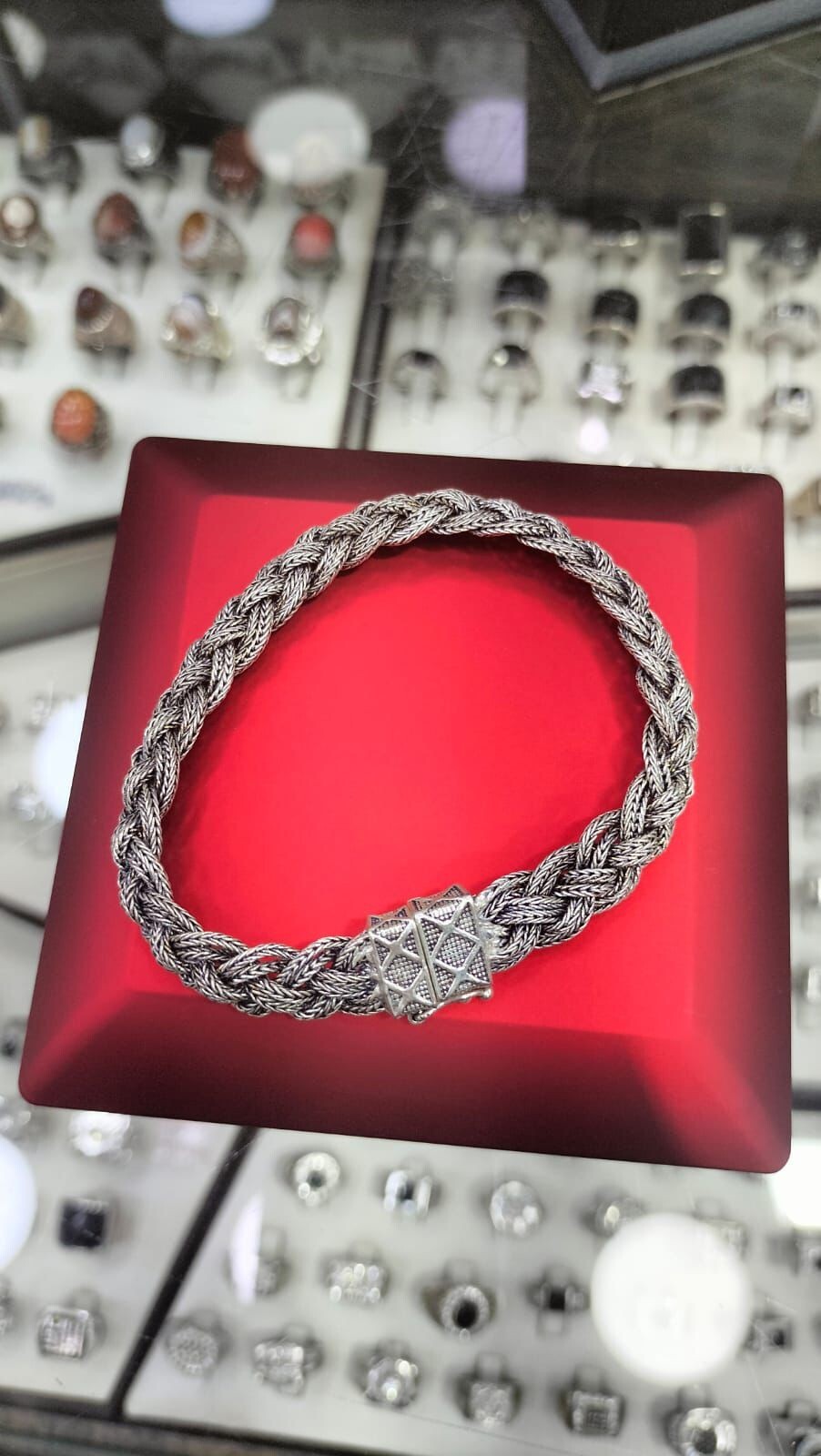 Men’s 925 silver bracelet, Turkish braid, hand-made, length 21 cm, weight 17.4