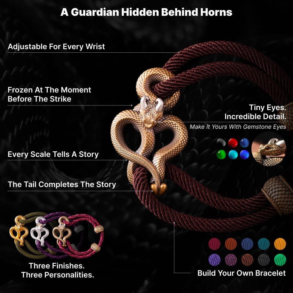Brass Demon Serpent Bracelet Snake Clasp Gothic Rope Bracelet Fantasy Jewelry