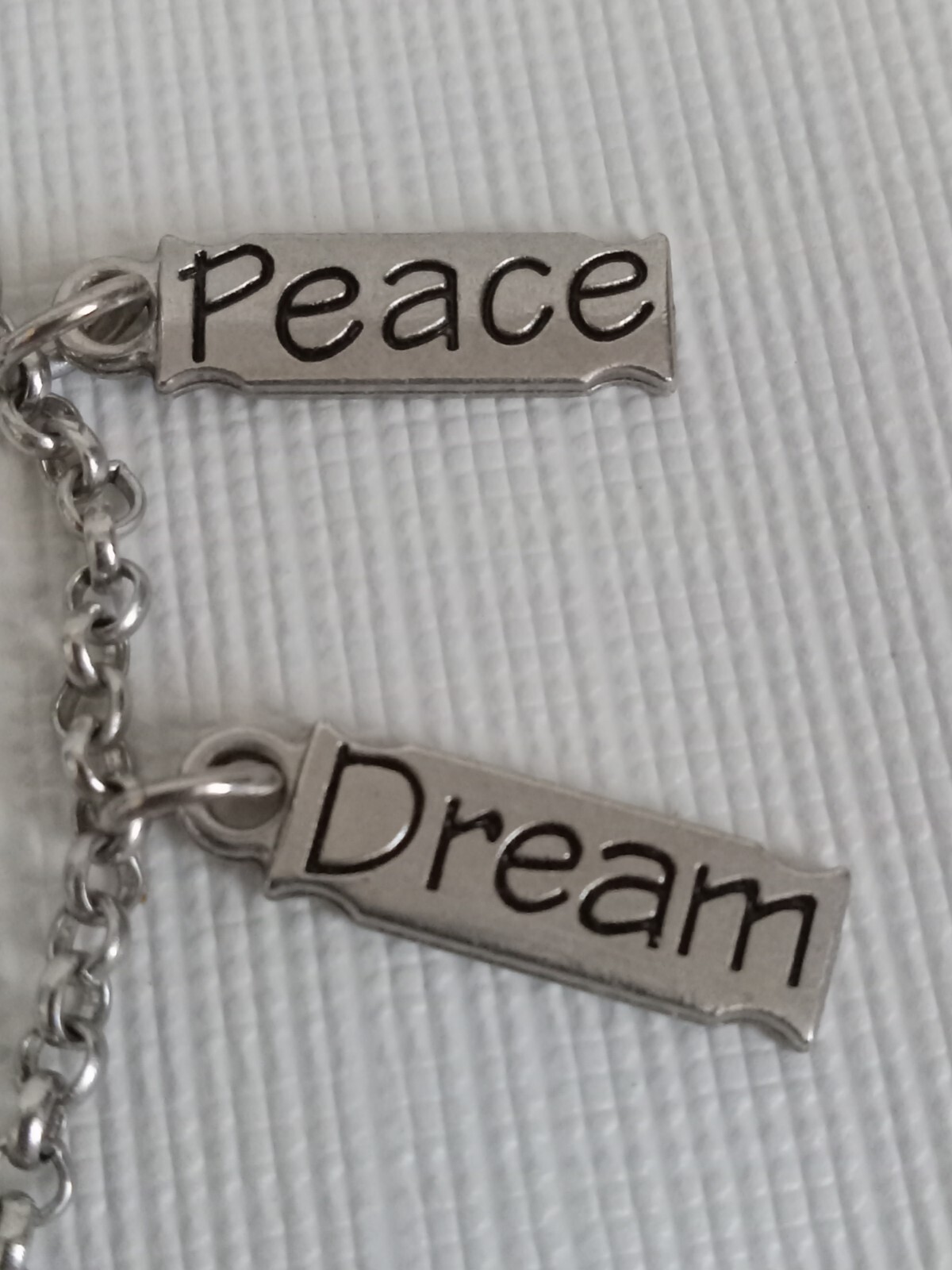 Silver Toned Zinc Alloy Engraved Inspirational Words Charmalong Charm Bracelet