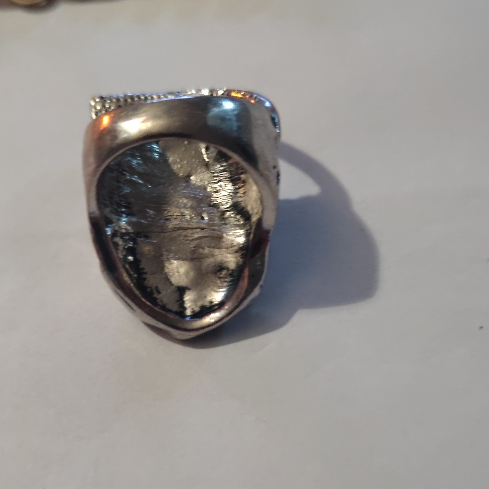 Skull ring Link Curb Chain Bracelets Lot of 2 Silver & Gold Tone Lobster Clasp
