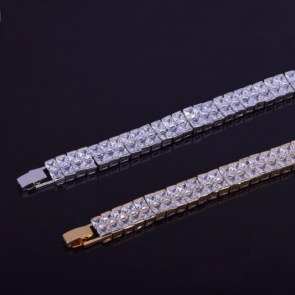 Tennis Chain Bling Bracelet Rapper Men Gold Silver Plated Anklet Hip Hop Jewelry