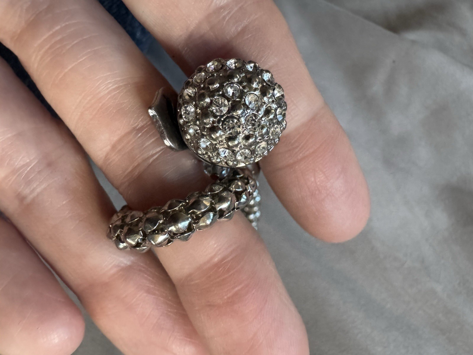 Juicy couture vintage Y2K snake chain initial charm bracelet rhinestone stretch