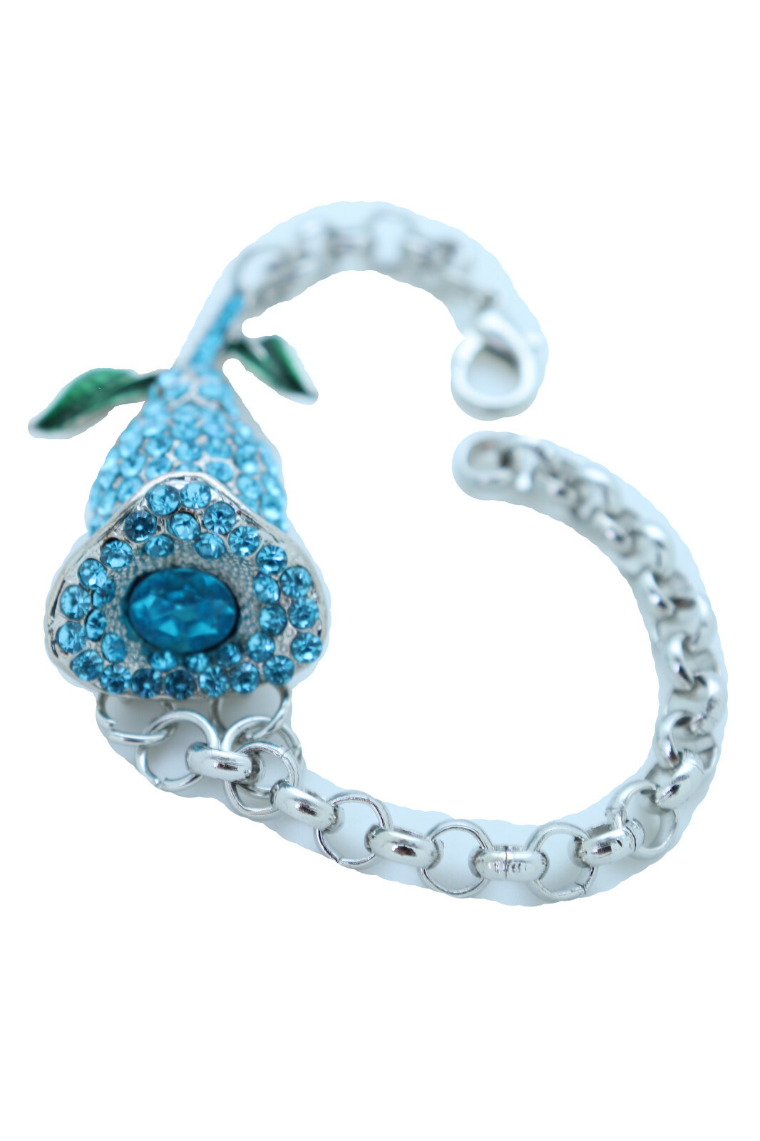 Sexy Women Silver Gold Metal Chain Red Pink Blue Flower Bracelet Elegant Jewelry