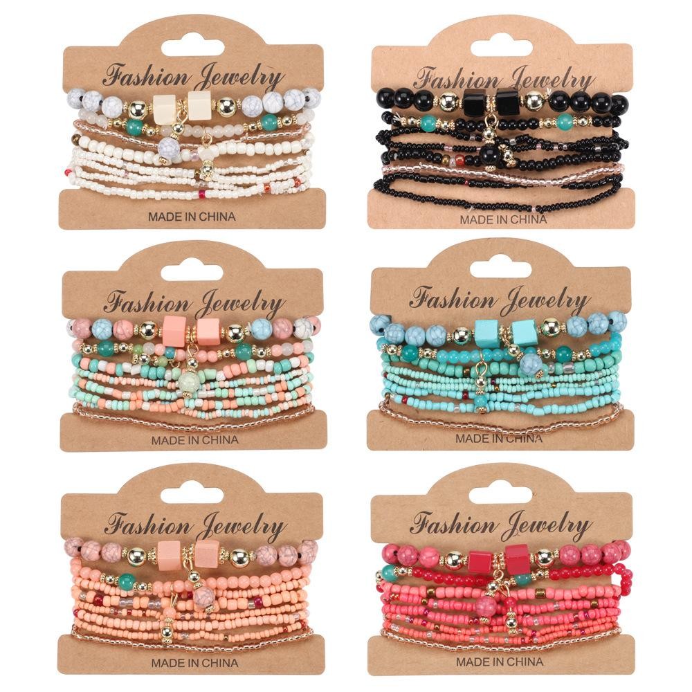 Bohemian Handmade Beaded Bracelets Set for Women Men Colorful Summer Jewelry