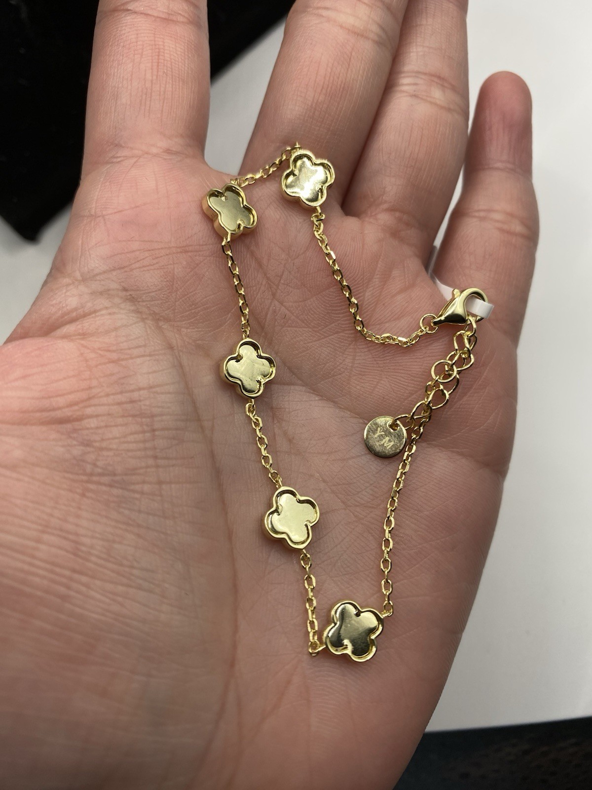 clover flower bracelet-0.49ct moissanite 7”+1” designer inspired – Gold over 925