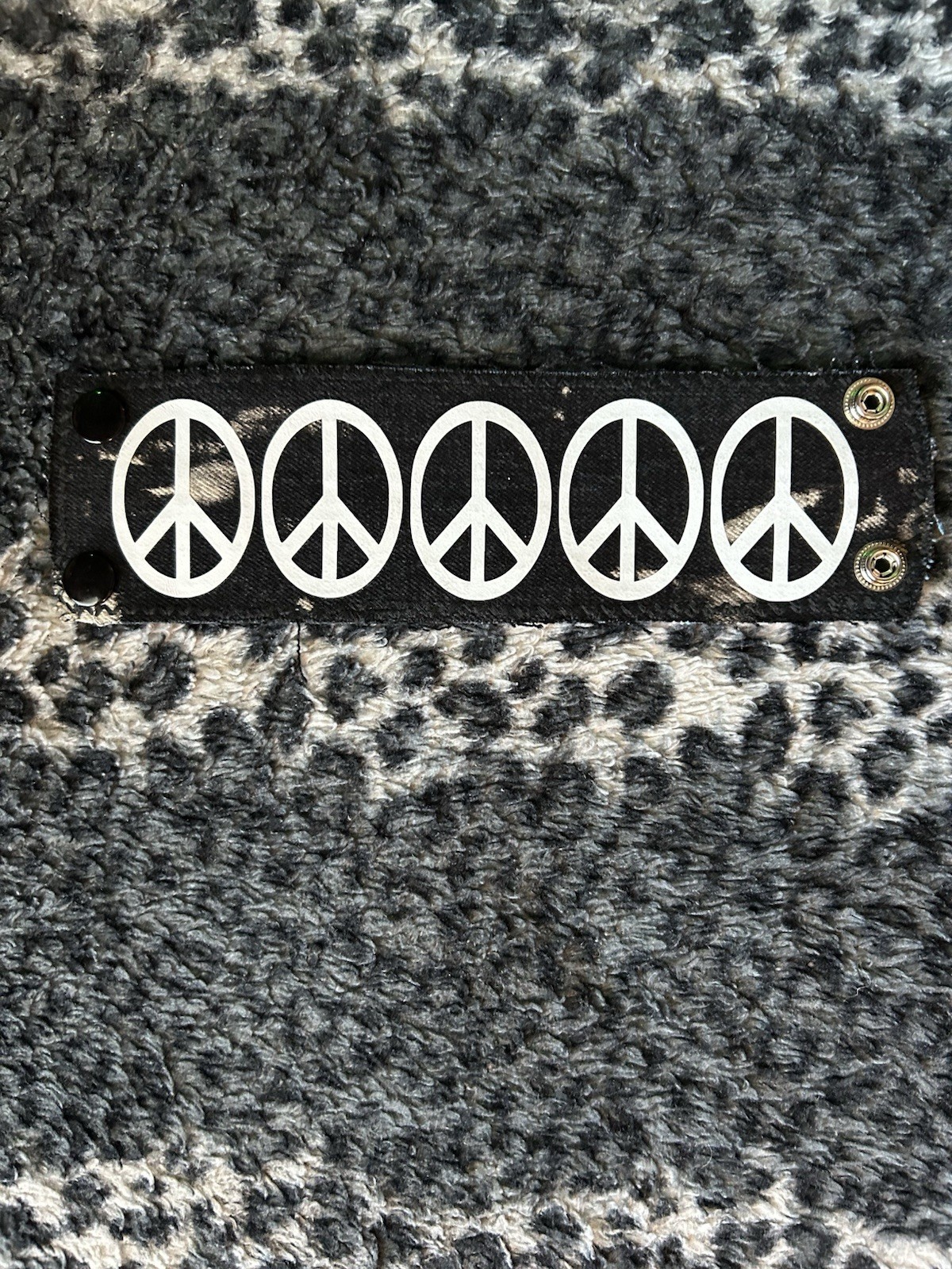 Bracelet Bleached Black Denim/Leather Wrist Cuff Bangal Unisex Handmade Jewelry