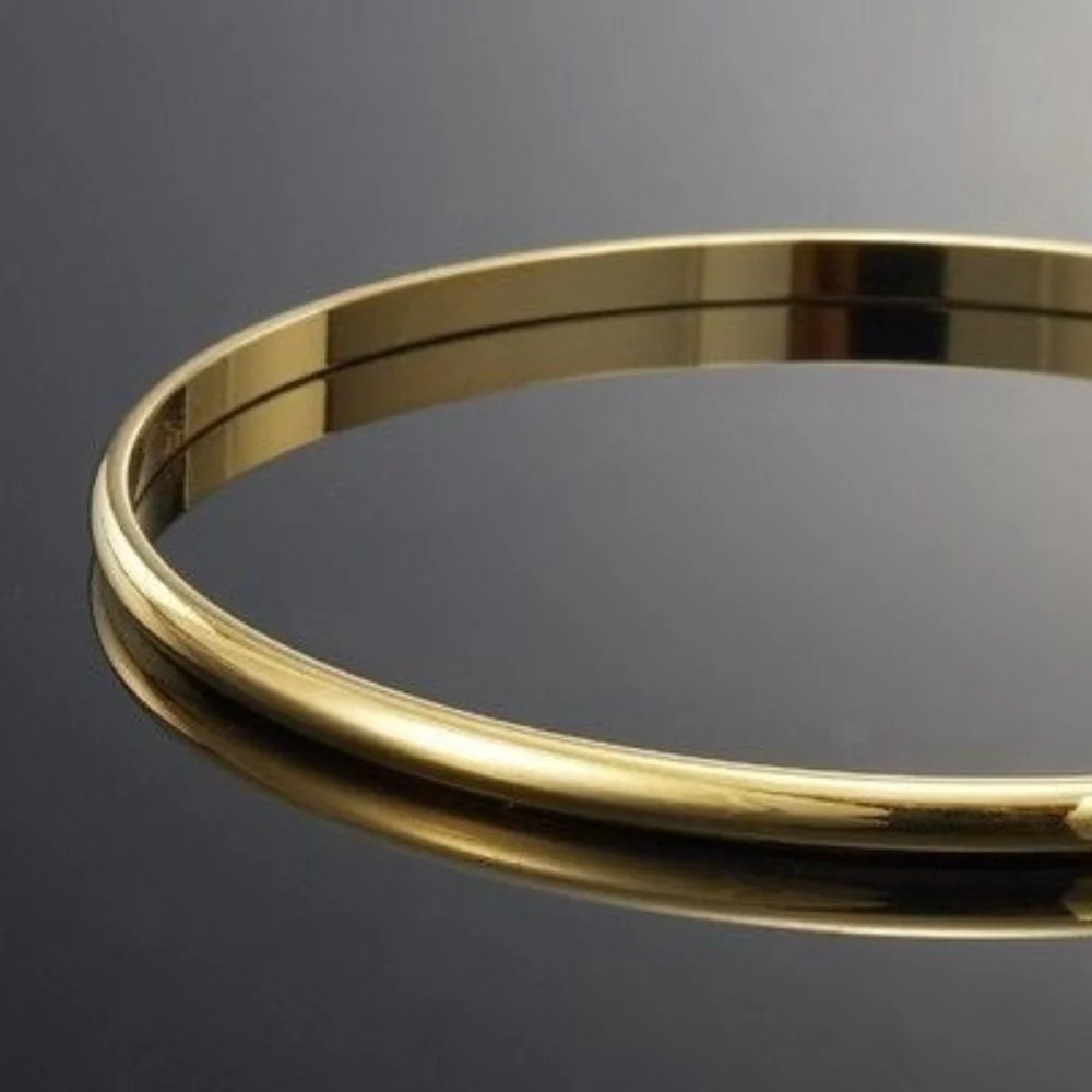 18ct Heavy Yellow Gold Plated Plain 3mm Bangle – USA Made