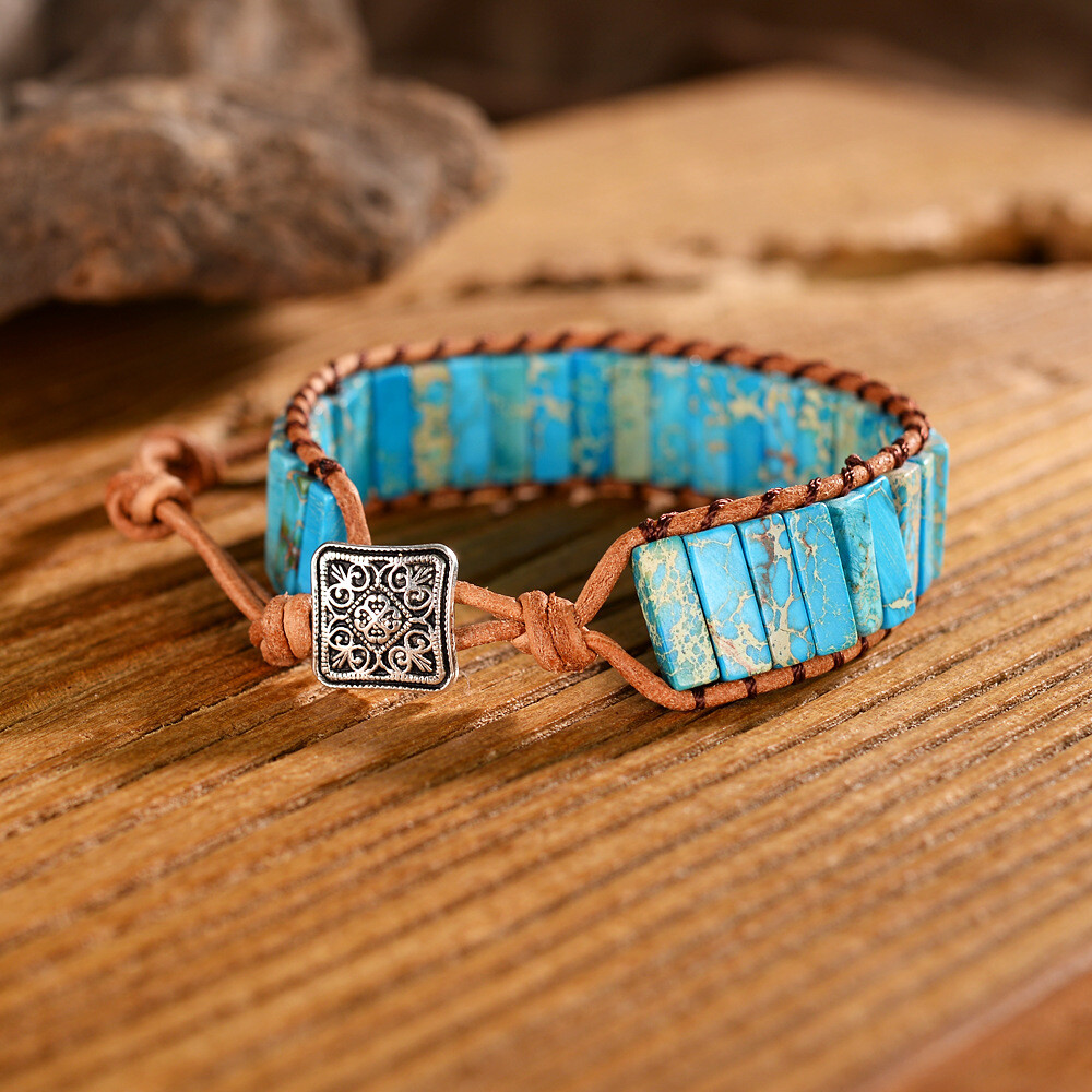 Handmade Natural Gemstone Tube Bead Women Men Healing Reiki Wrap Bracelet Gift
