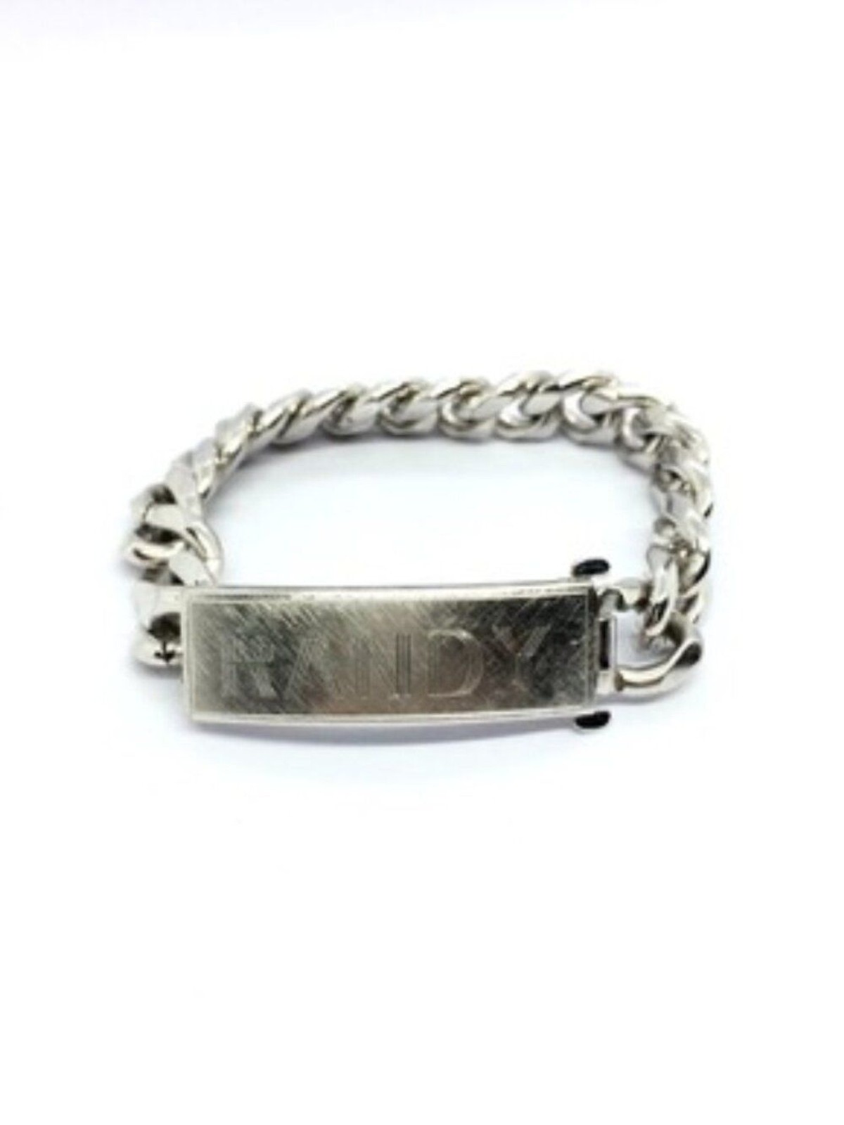 VINTAGE ID BRACELET Slver Tone Curb Chain Randy Name Plate 8 Inch Mens