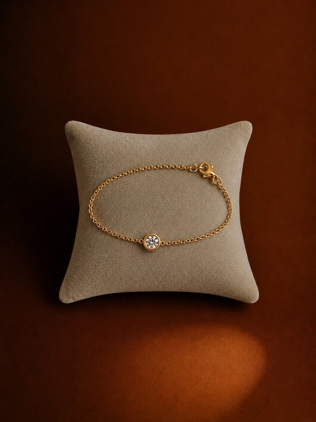 Minimalist Gold Bracelet, Dainty CZ Chain Bracelet, Bezel Set Crystal Bracelet