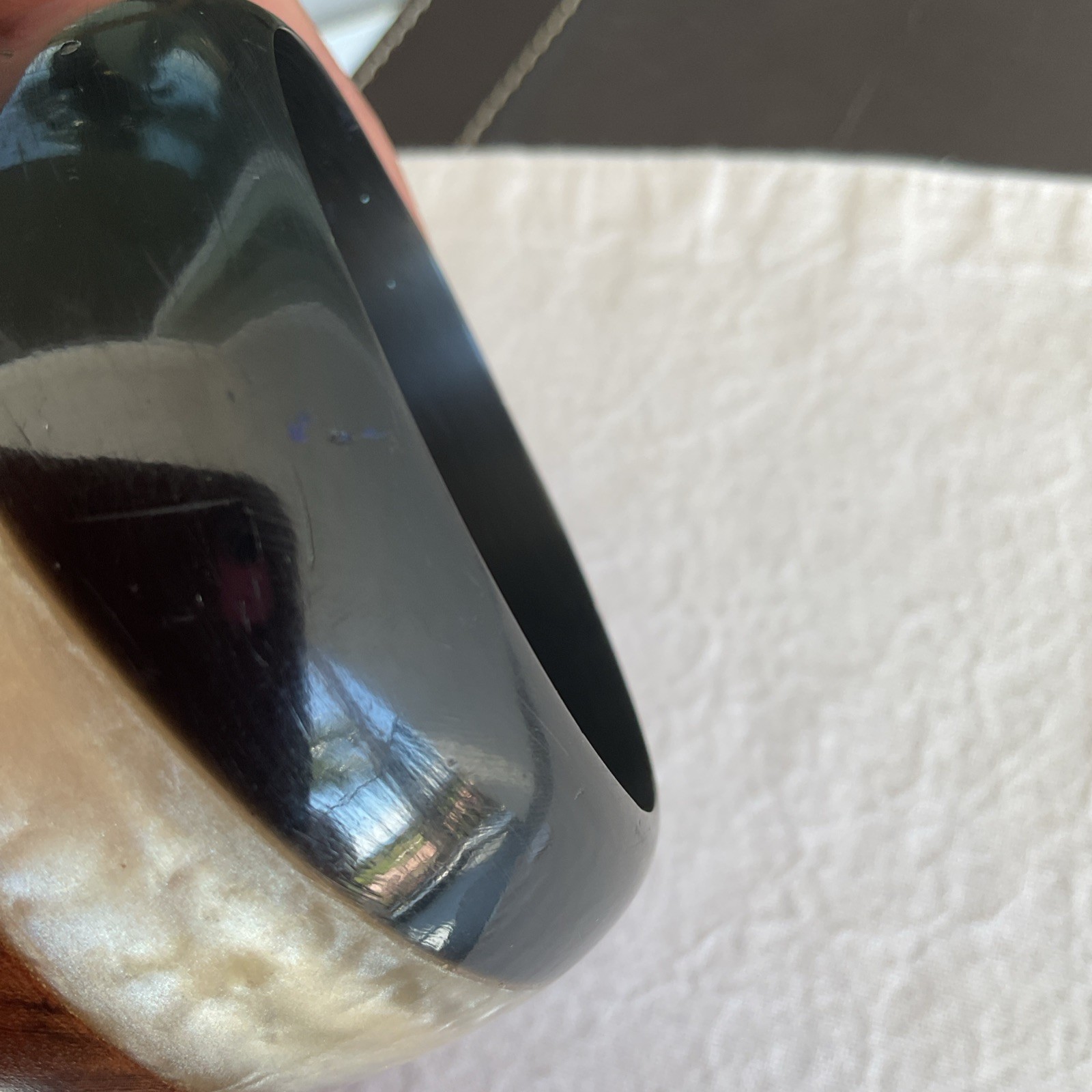 Wide Wood Resin Iridescent Shell-Like Center Inlay Cuff Bracelet Bangle Boho