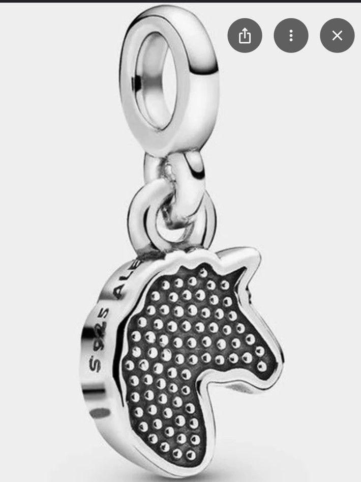 PANDORA Unicorn Dangle Charm Engraved Sterling Silver 925 ALE Signed