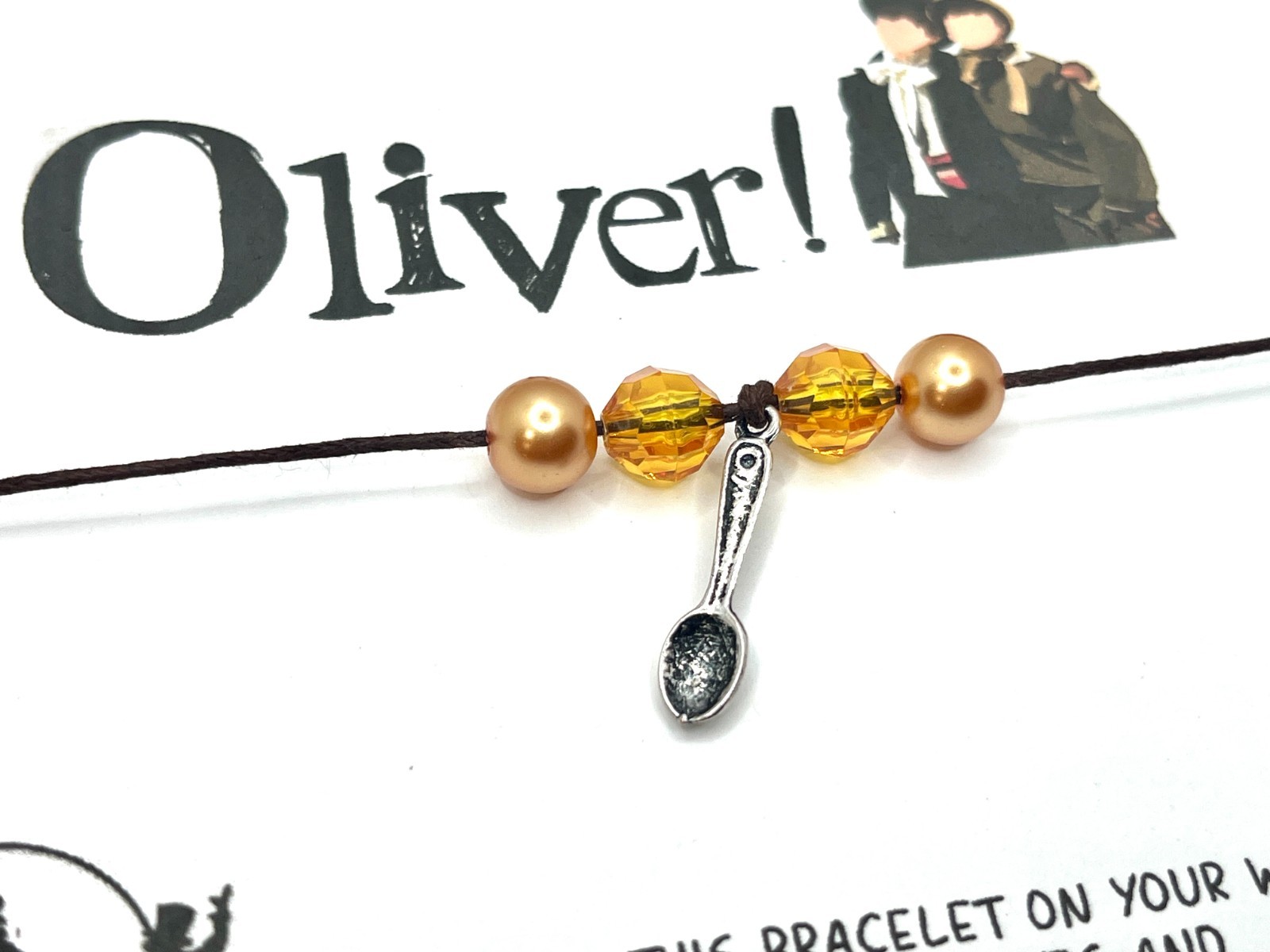 Oliver Twist Wish Bracelet-Broadway Musical bracelet -Spoon charm bracelet