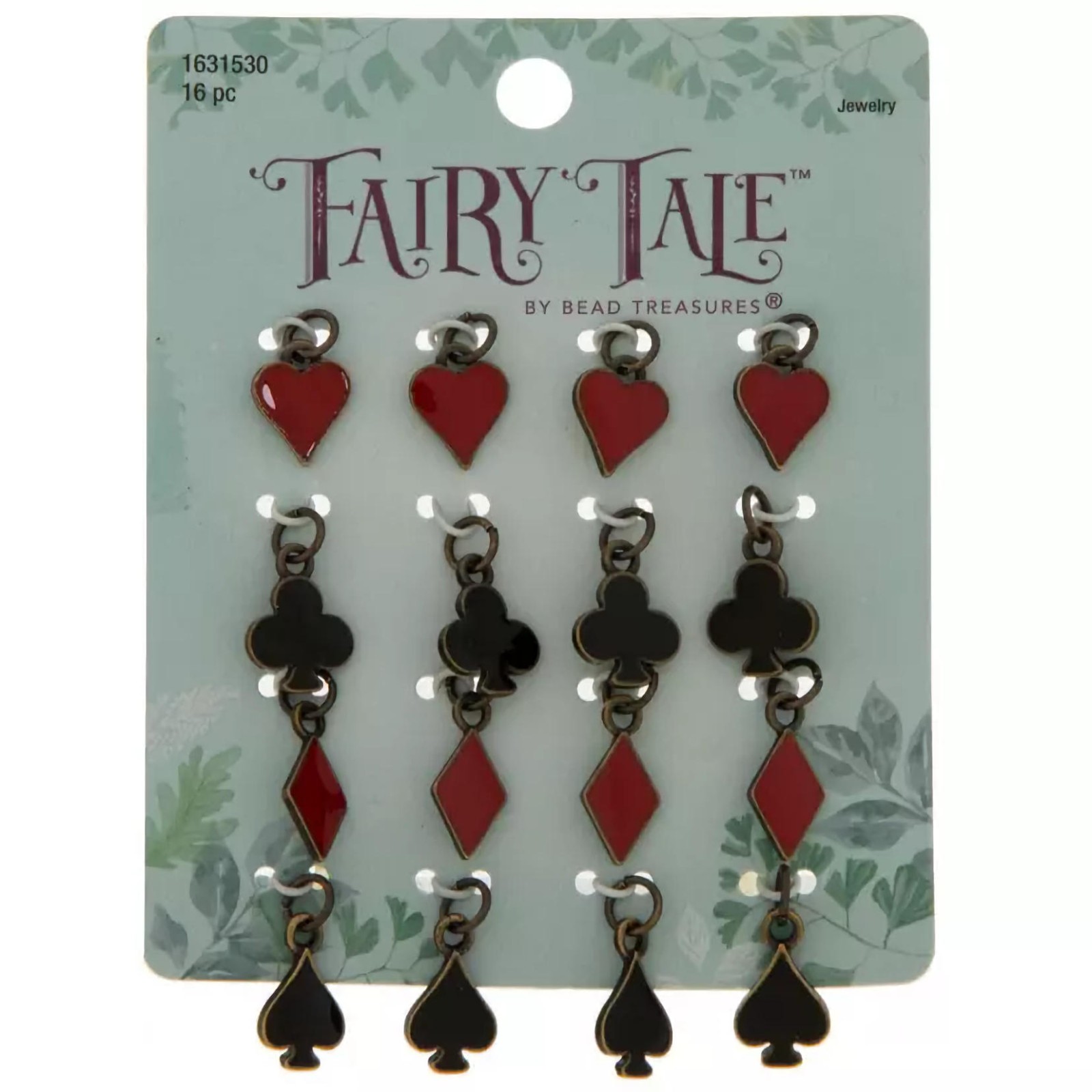 Bead Treasures FAIRY TALE CARD SUITS CHARMS 16PC Metal Enamel