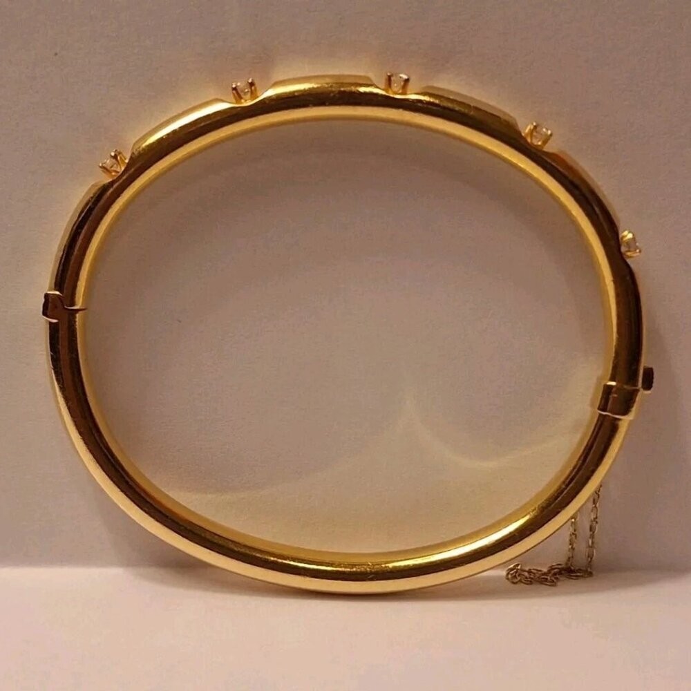 VINTAGE~14K YELLOW GOLD~DIAMOND~BANGLE BRACELET~GREAT CONDITION