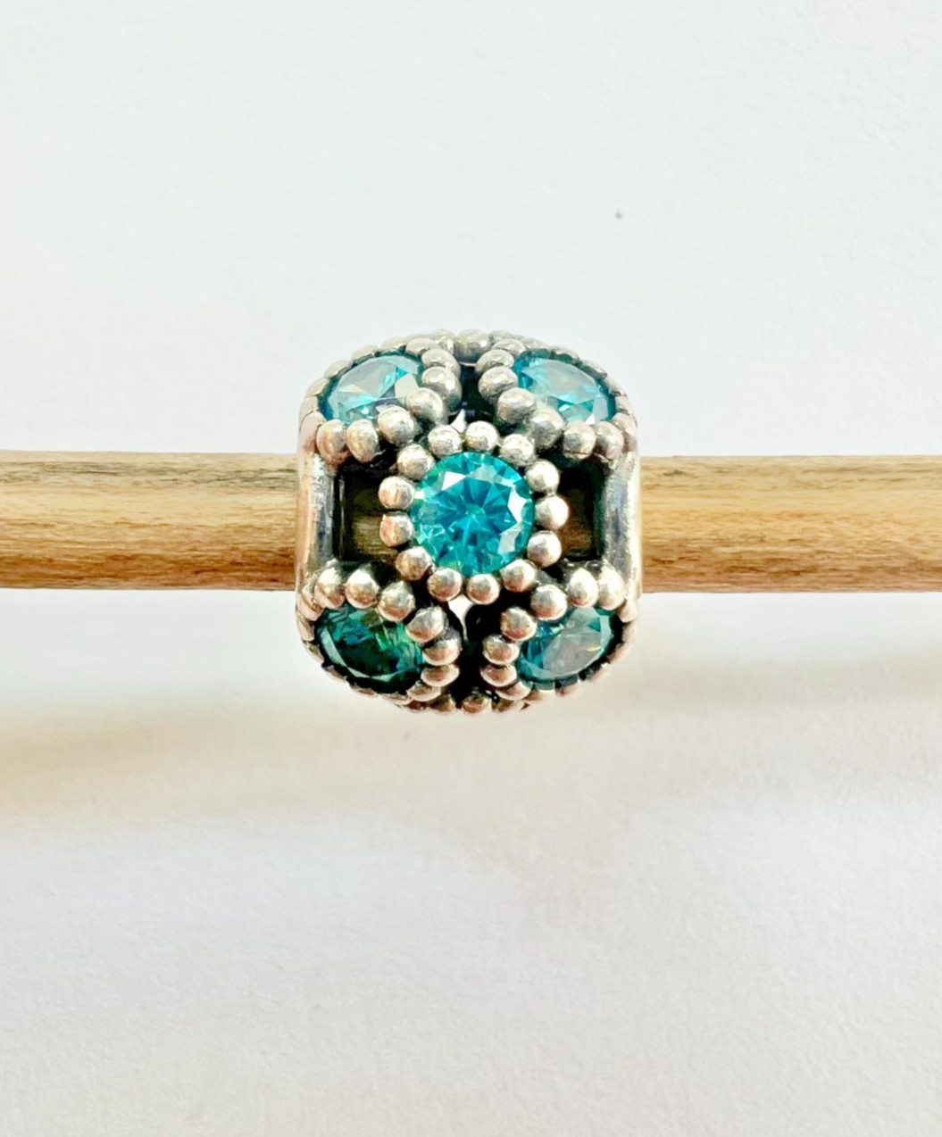 Pandora Teal Studded Lights Charm 791296MCZ Retired Sterling Silver 925 ALE Teal