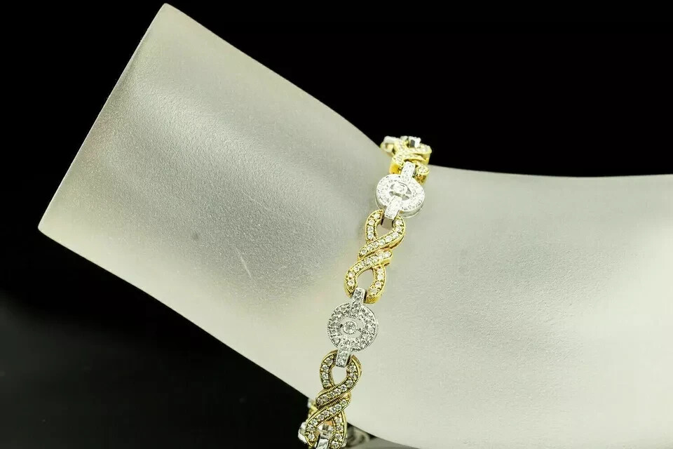 6 inch 8.48 Ct Simulated Diamond 14K Two-Tone Gold Plated Women Tennis Bracelet