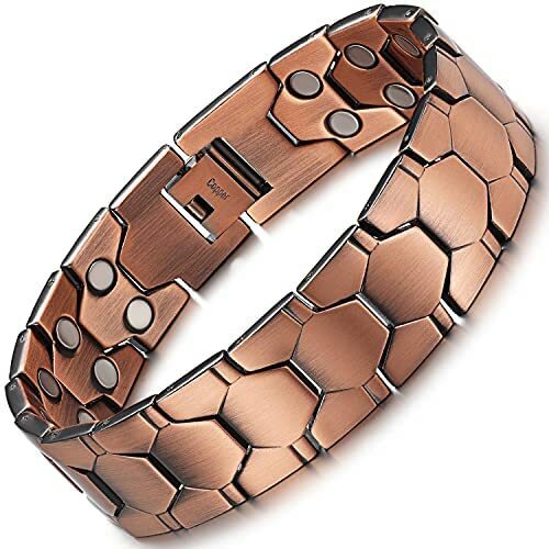 Mens 99.9% Pure Copper Double Row Magnetic Therapy Health Bracelets Pain Relief