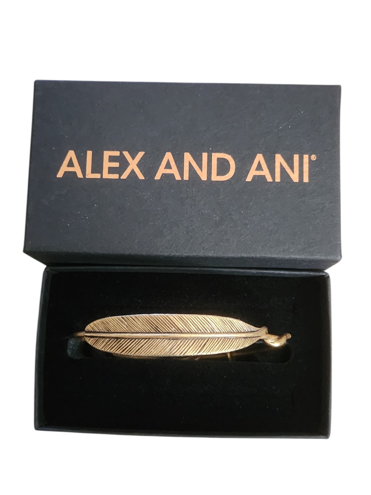 Alex and Ani Feather Gold Bangle Bracelet With Box Nwot