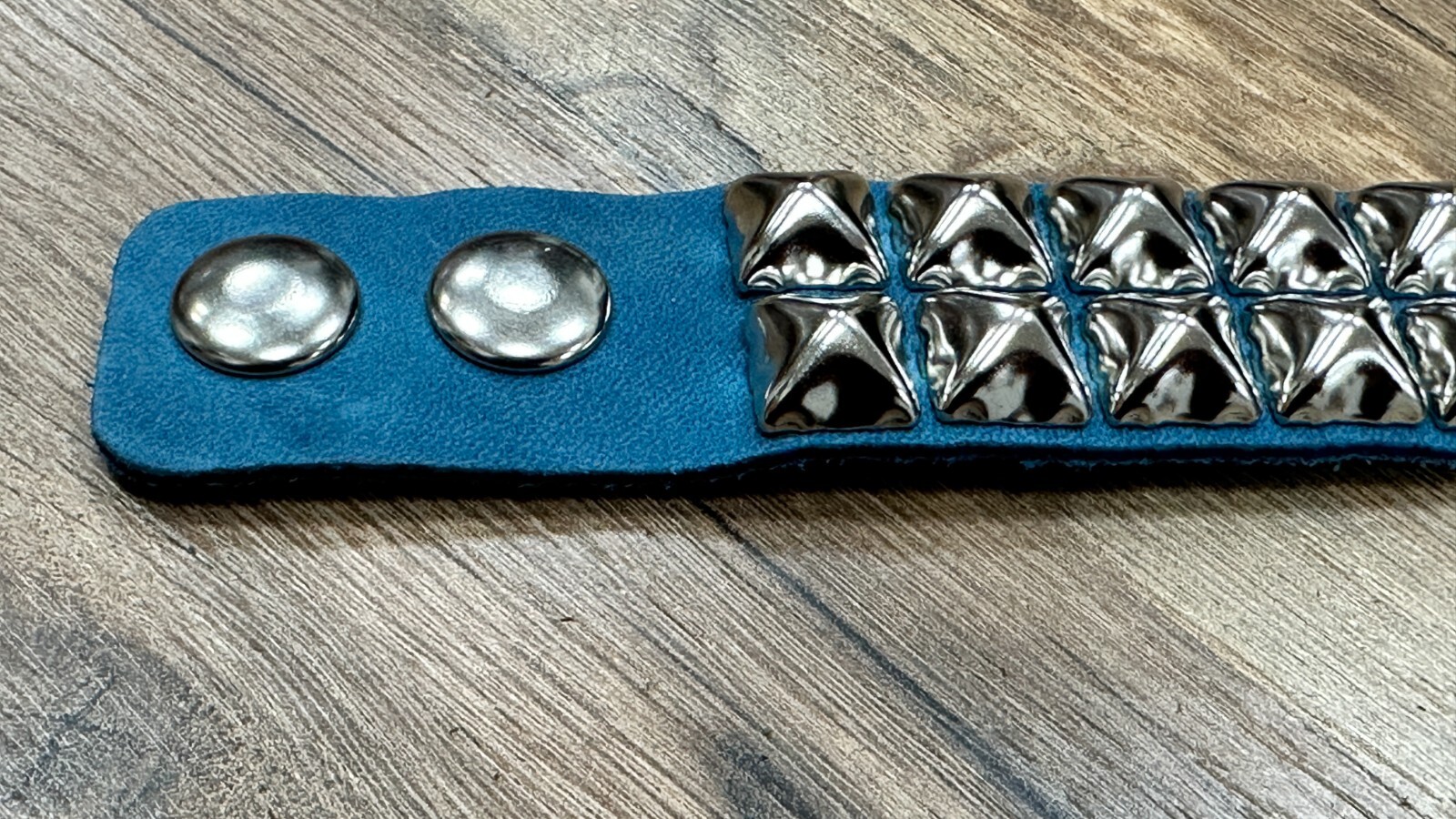 Blue Leather Bracelet Men Women Fashion Studded Cuff Wristband Punk Goth Rave