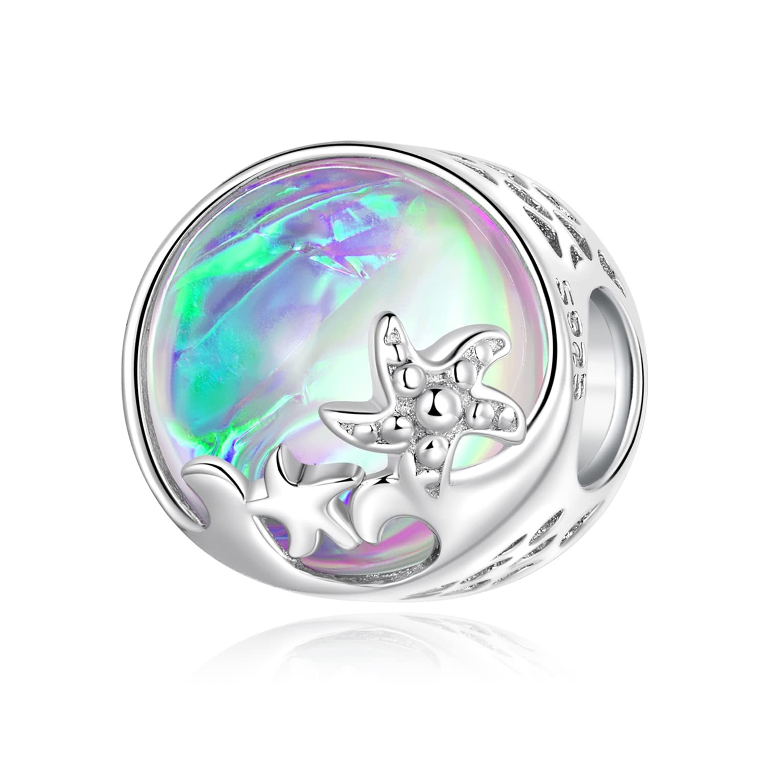 Beach Sea Waves Charm for Bracelet 925 Sterling Silver Sea Starfish Be…