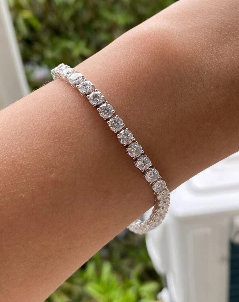 7.50 CT Round Cut Moissanite Party Wear Tennis Bracelet in 14K White Gold Plated