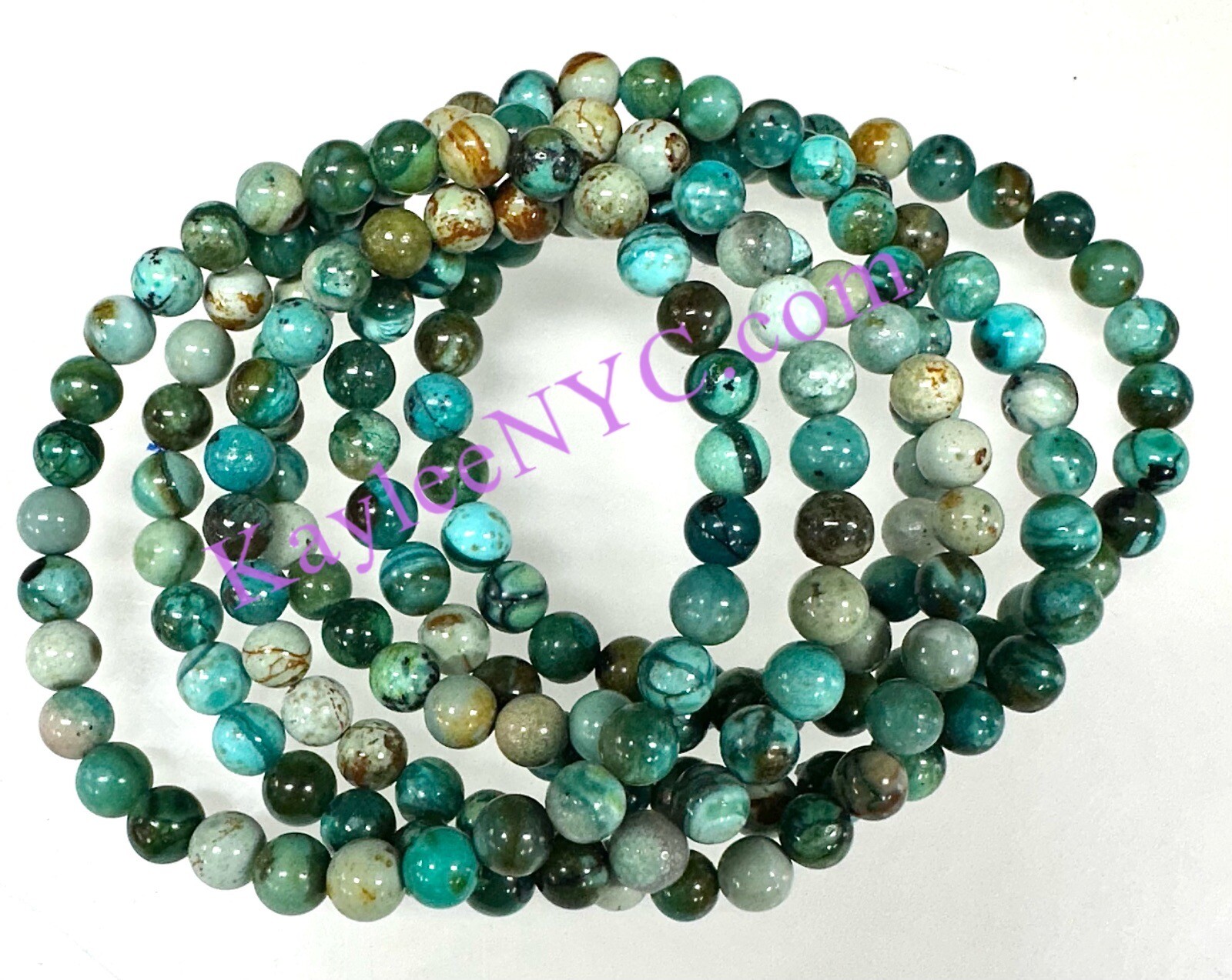 Wholesale 6 Pcs Natural Blue Opal 6mm 7.5” Crystal Healing Stretch Bracelet