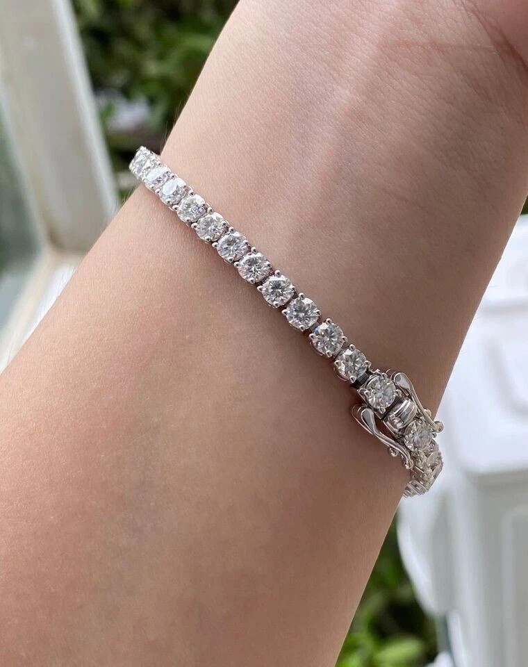 7.50 CT Round Cut Moissanite Party Wear Tennis Bracelet in 14K White Gold Plated