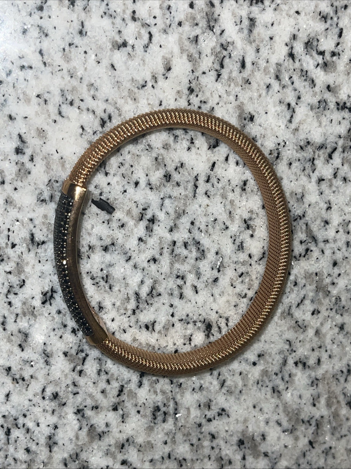 BRONZO ITALIA ROSE COLOR BRONZE BLACK SPINEL BANGLE BRACELET 2 1/4 Diameter- 9”